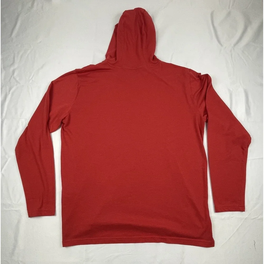 NIKE ARKANSAS RAZORBACKS HOODED PERFORMANCE LONG SLEEVE SHIRT RED MENS LARGE